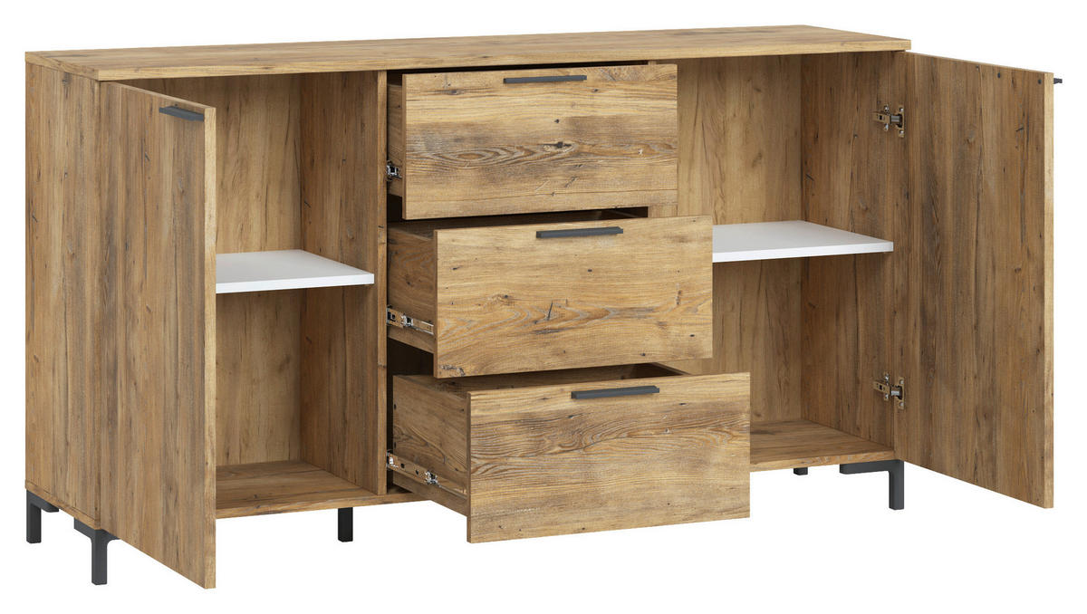ŠIROKÁ KOMODA, biela, farba gaštana, 150,4/83,5/40 cm - farba gaštana/biela, Konventionell, kompozitné drevo/plast (150,4/83,5/40cm) - Livetastic