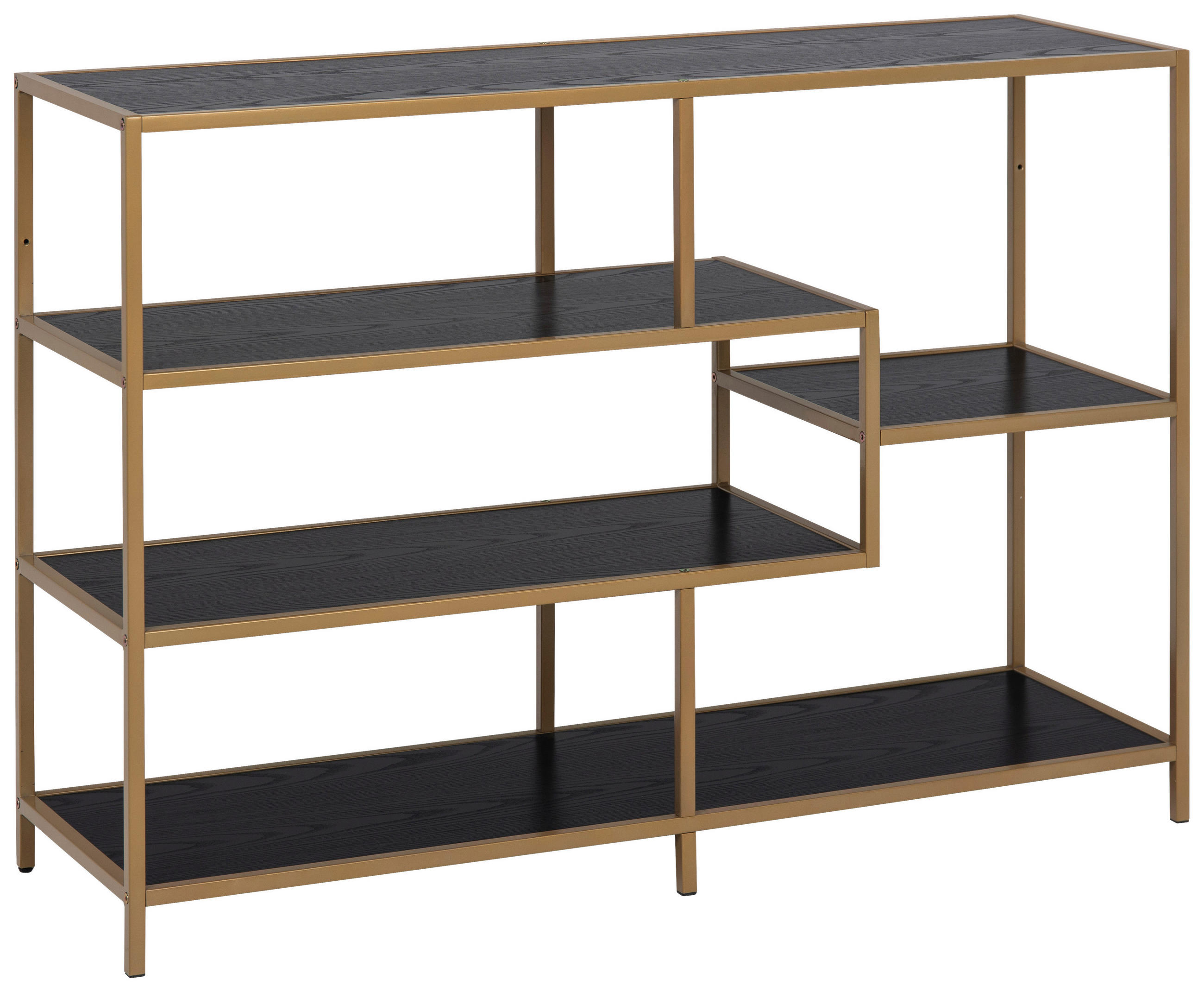 REGAL Schwarz, Goldfarben - Goldfarben/Schwarz, MODERN, Holzwerkstoff/Metall (114/78/35cm) - Xora