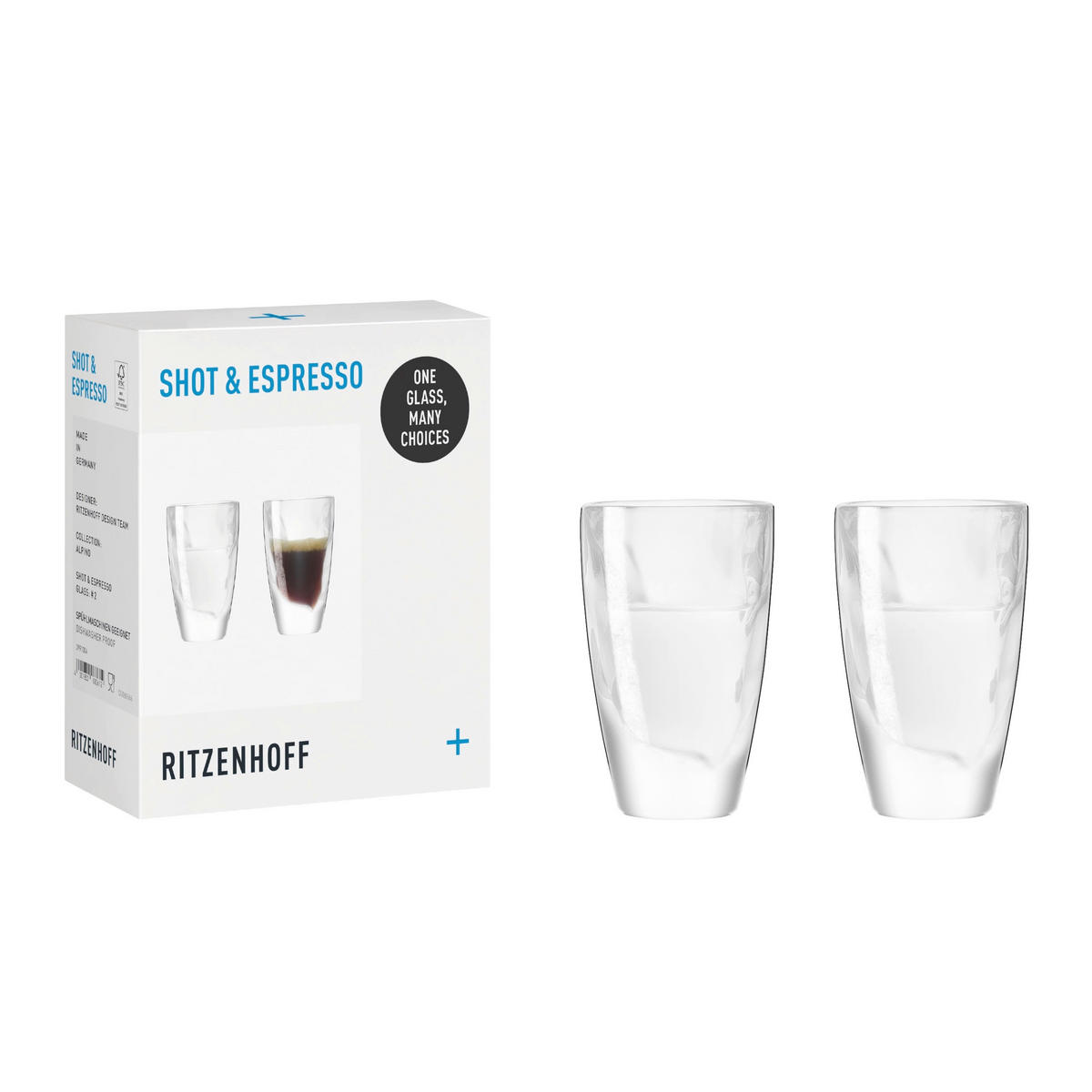 GLÄSERSET Alpino Espresso 2-teilig  - Transparent, Design, Glas (53ml) - Ritzenhoff
