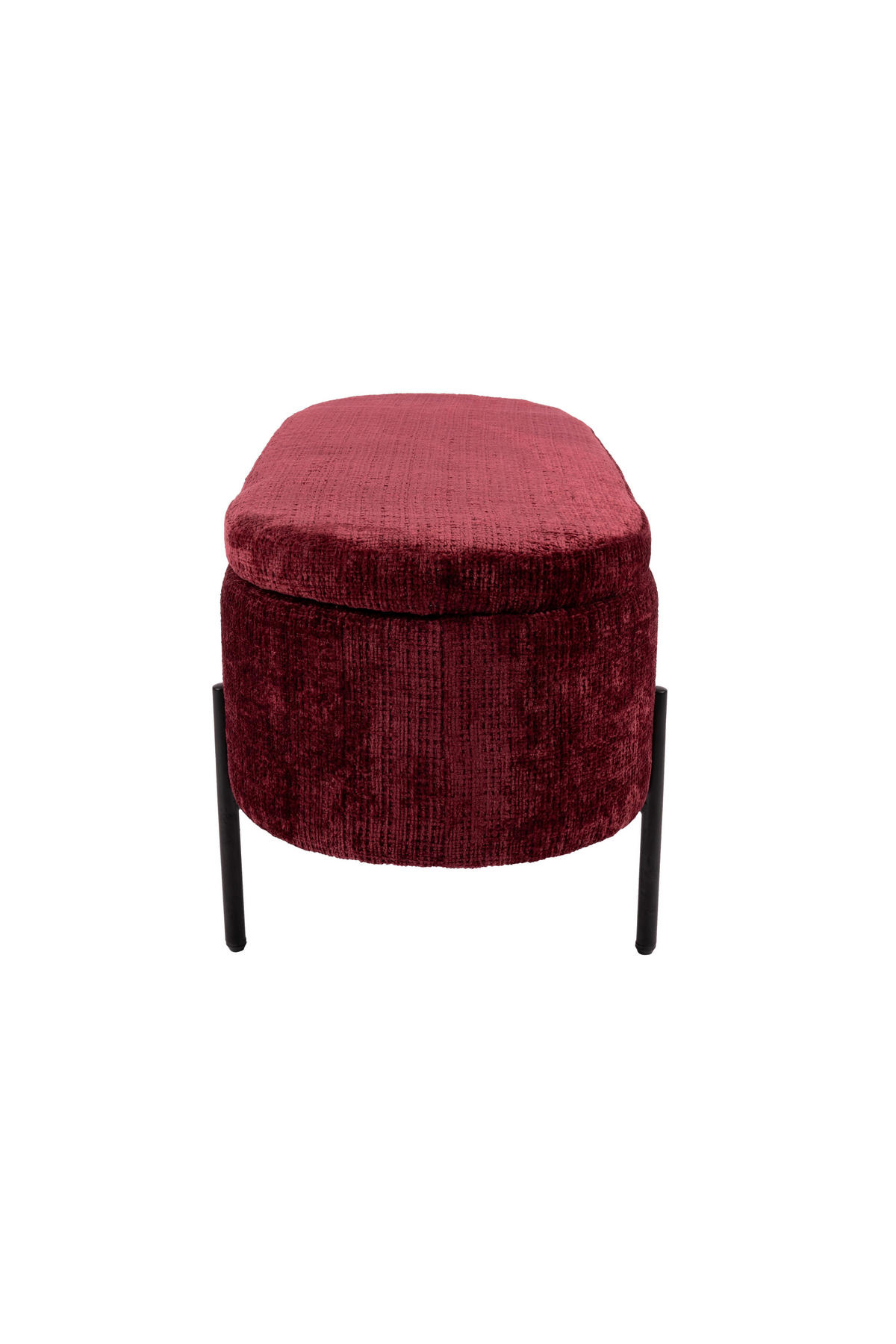 HOCKERBANK in Metall, Textil Schwarz, Dunkelrot  - Schwarz/Dunkelrot, Design, Textil/Metall (95/36/43cm)