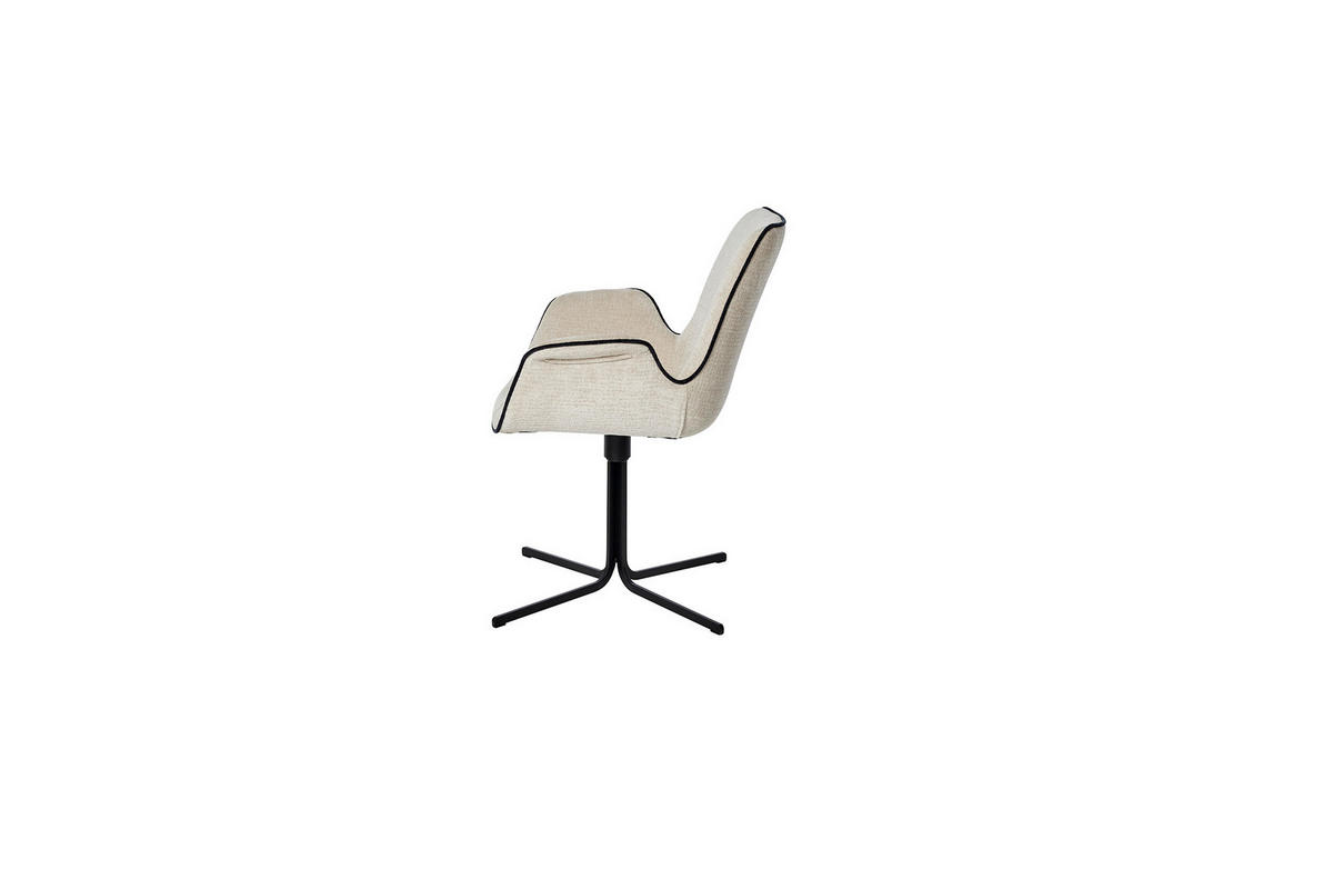 ARMLEHNSTUHL  Sitzfläche 360° drehbar, inklusive Armlehnen Bouclé  Schwarz, Champagner  - Champagner/Schwarz, MODERN, Holz/Textil (65/85/63cm) - MID.YOU