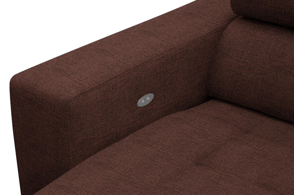 ECKSOFA in Chenille Rotbraun  - Chromfarben/Rotbraun, Design, Textil (301/207cm) - Xora