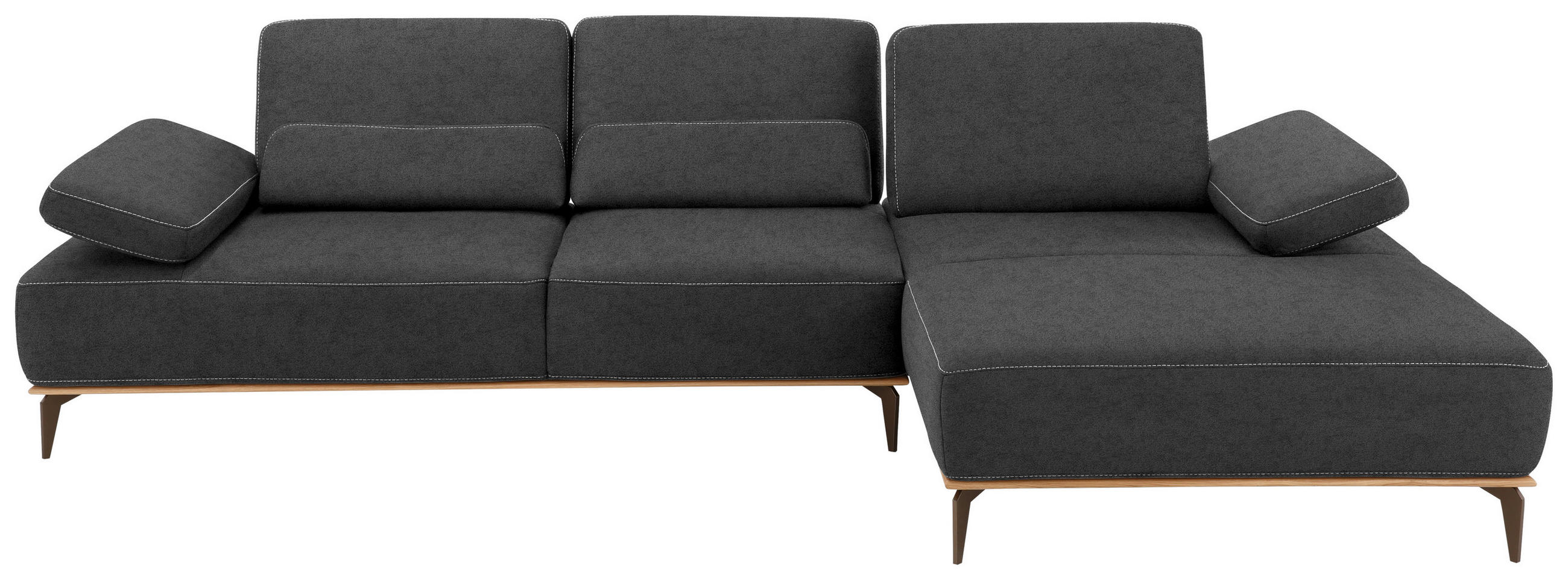 ECKSOFA in Mikrofaser Dunkelgrau  - Dunkelgrau/Beige, Design, Textil/Metall (298/176cm) - Valnatura
