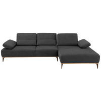 ECKSOFA in Mikrofaser Dunkelgrau  - Dunkelgrau/Beige, Design, Textil/Metall (298/176cm) - Valnatura