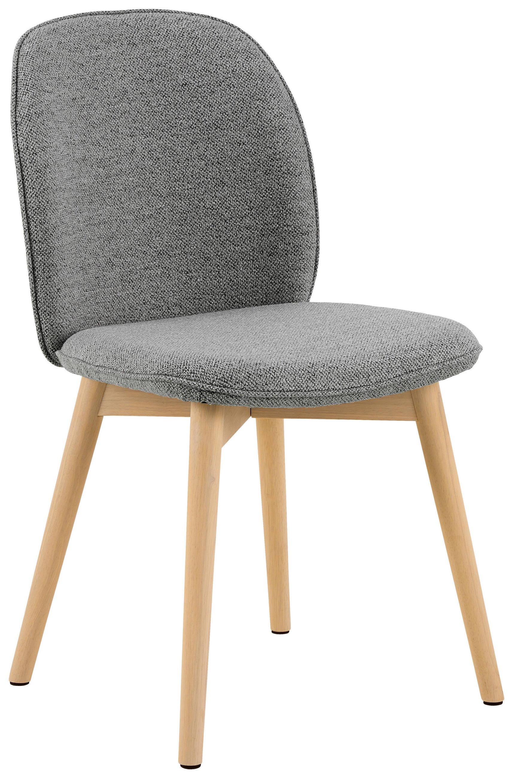 STUHL  in Bouclé Textil  - Eiche Bianco/Grau, Design, Holz/Textil (49/89/56cm) - MID.YOU