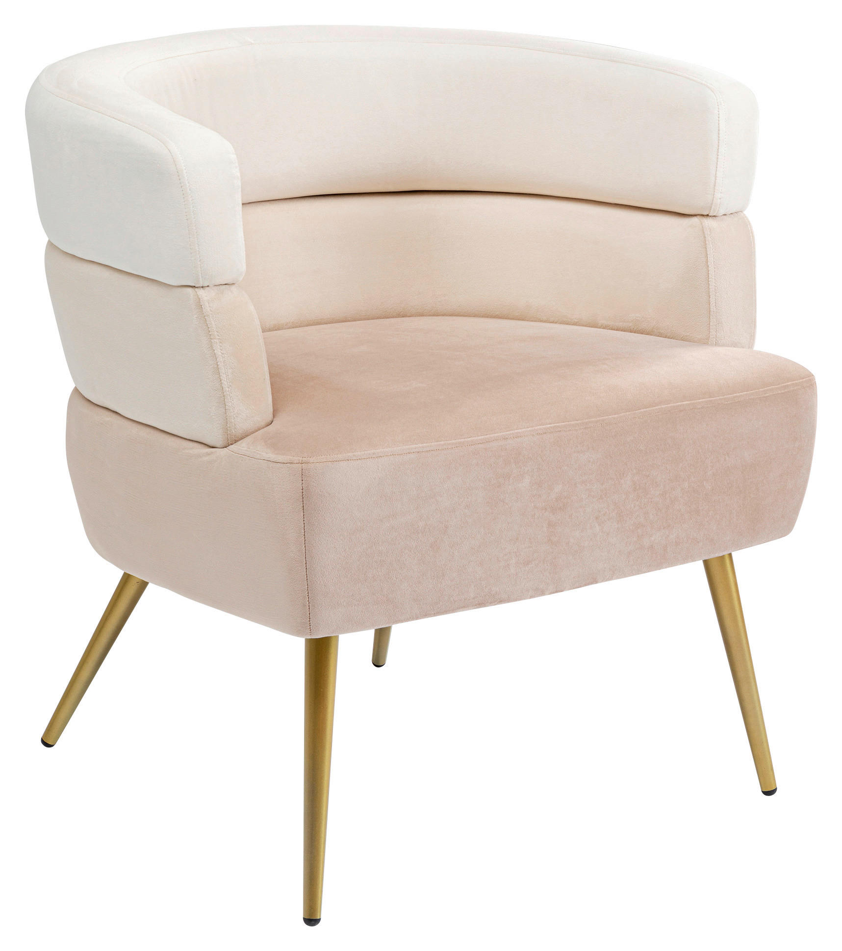 COCKTAILSESSEL Samt Creme, Beige    - Beige/Goldfarben, Trend, Textil/Metall (65/74/64cm) - Kare-Design