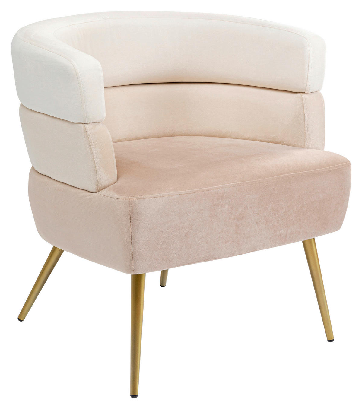 COCKTAILSESSEL Samt Creme, Beige    - Beige/Goldfarben, Trend, Textil/Metall (65/74/64cm) - Kare-Design