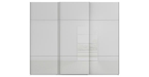 SCHWEBETÜRENSCHRANK 301/223/68 cm 3-türig Grau, Weiß - Alufarben/Weiß, KONVENTIONELL, Glas/Holzwerkstoff (301/223/68cm) - Novel