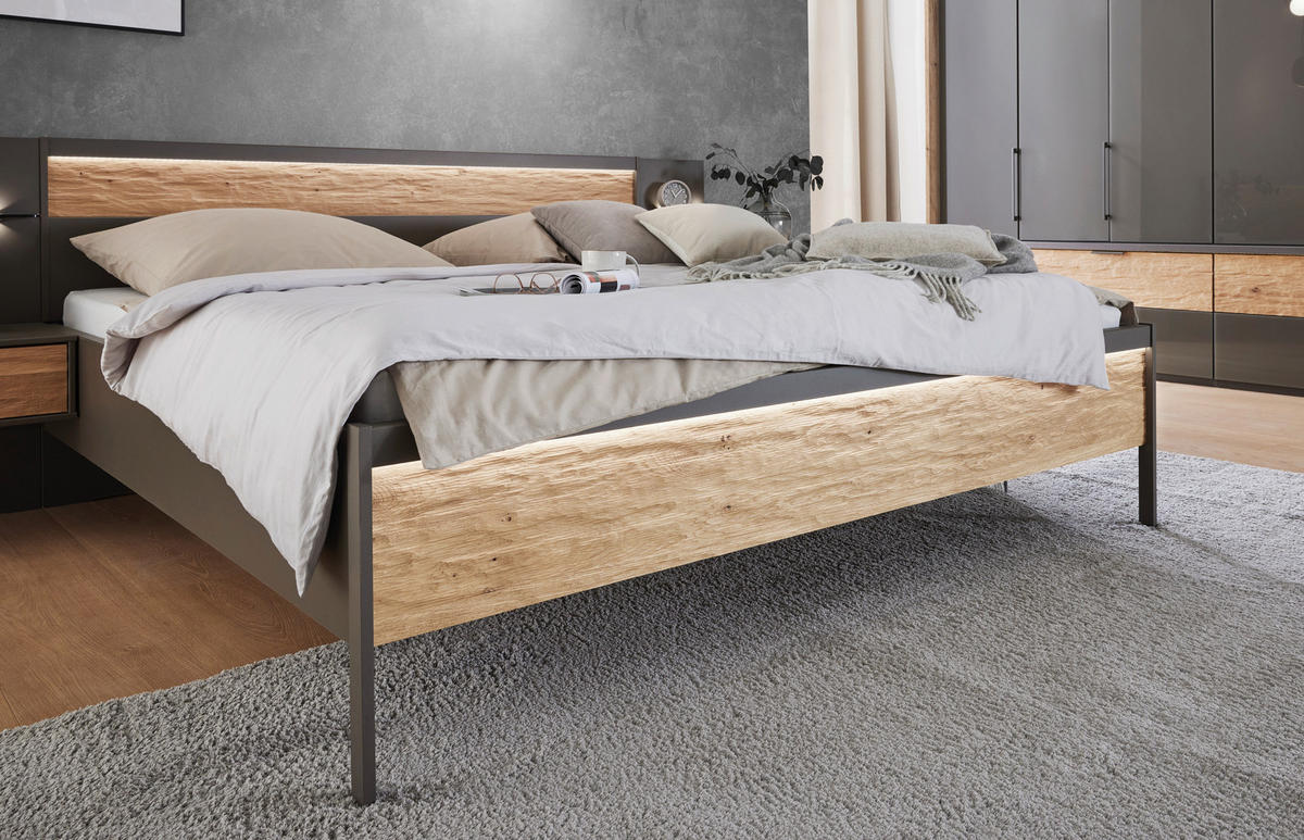 BETTANLAGE 180/200 cm  in Eichefarben, Schieferfarben   - Schieferfarben/Eichefarben, Konventionell, Holz/Holzwerkstoff (180/200cm) - Dieter Knoll