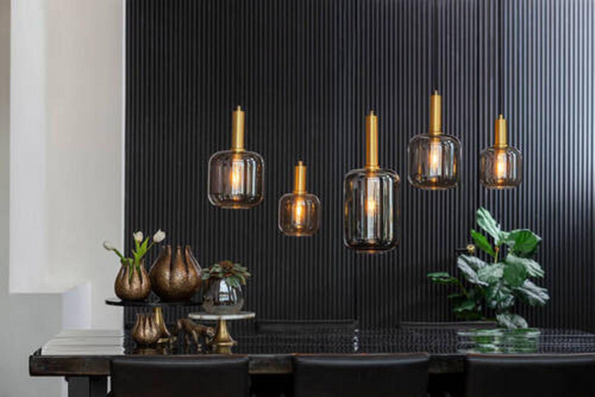 HÄNGELEUCHTE Lekar 110/22/32 cm   - Bronzefarben, Design, Glas (110/22/32cm) - Light & Living