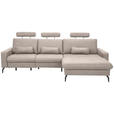ECKSOFA in Mikrofaser Grau  302/180 cm  - Schwarz/Grau, KONVENTIONELL, Textil/Metall (302/180cm) - Carryhome