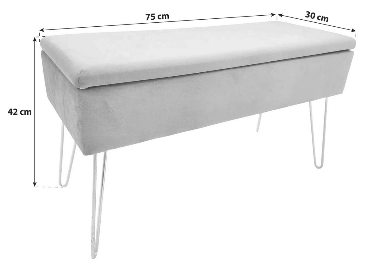 LAVICA S ÚLOŽNÝM PRIESTOROM, textil, 75/42/30 cm - sivá/zlatá, Design, kov/textil (75/42/30cm) - Echtwerk
