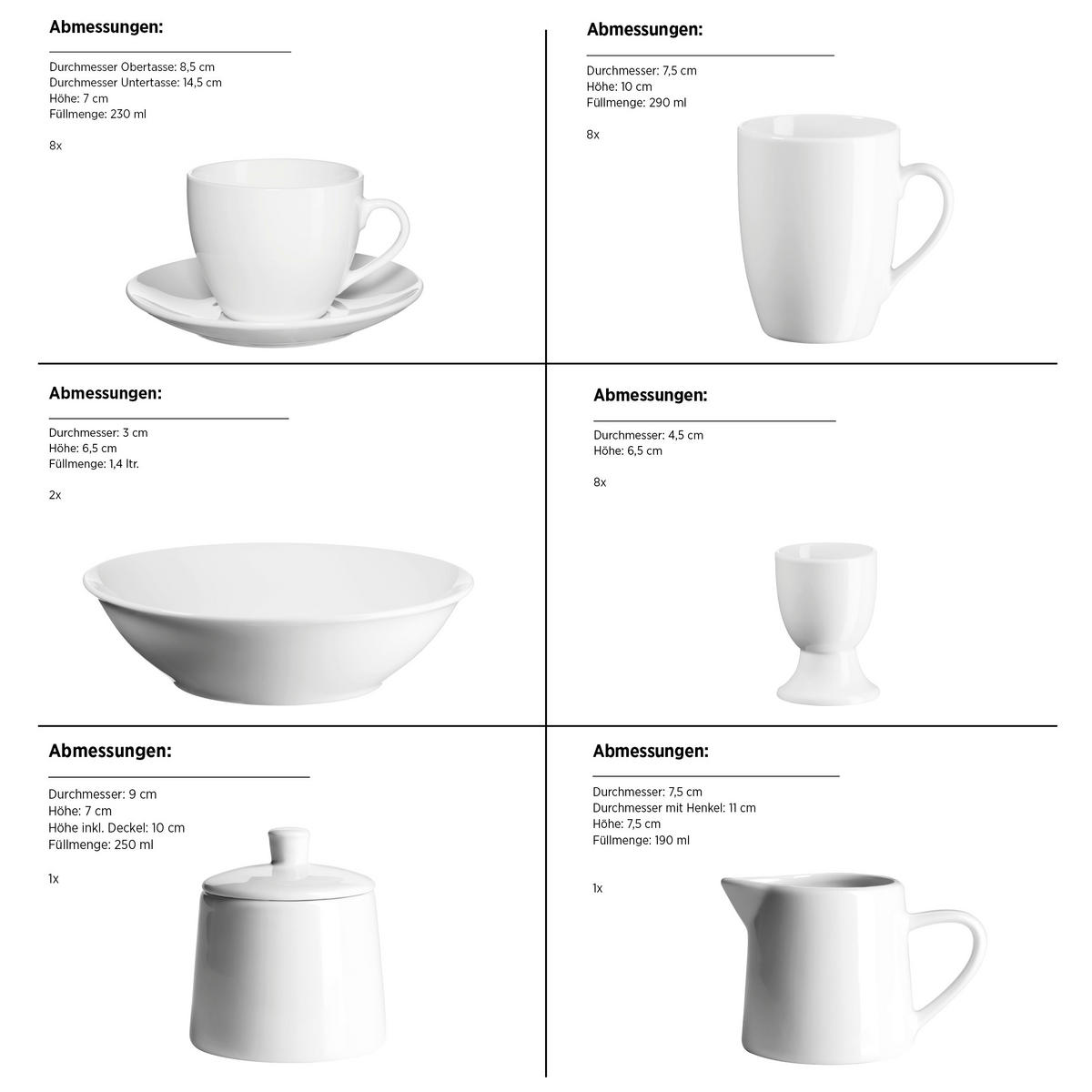 KOMBISERVICE Barca 68-teilig  - Weiss, Basics, Keramik - Mäser