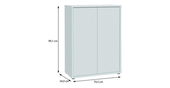 SCHUHSCHRANK Alice Springs  in 75/100/35 cm  - Hellgrau/Grau, MODERN, Holzwerkstoff/Kunststoff (75/100/35cm) - Xora