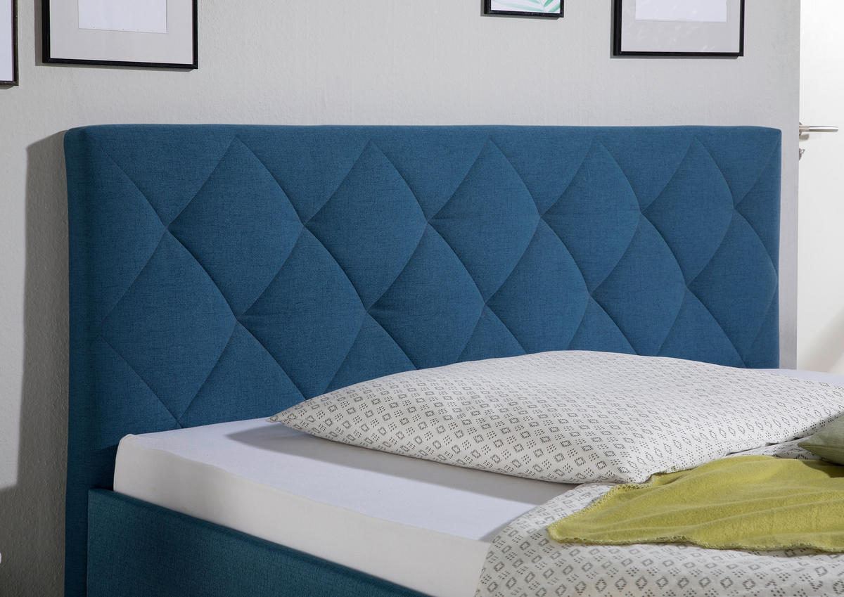 POLSTERBETT 180/200 cm,  in Blau,  - Blau/Schwarz, MODERN, Holz/Textil (180/200cm) - Livetastic