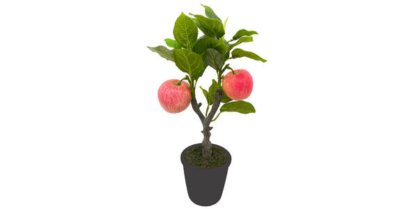 KUNSTPFLANZE Apfel 30 cm  - Hellrot/Schwarz, Basics, Kunststoff/Textil (30cm) - Ambia Home