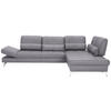 ECKSOFA in Echtleder Grau  299/250 cm  - Alufarben/Grau, Design, Leder/Metall (299/250cm) - Joop!