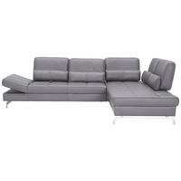 ECKSOFA in Echtleder Grau  - Alufarben/Grau, Design, Leder/Metall (299/250cm) - Joop!