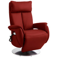RELAXSESSEL in Leder Rot  - Edelstahlfarben/Rot, Konventionell, Leder/Metall (78/110/81cm) - Cantus