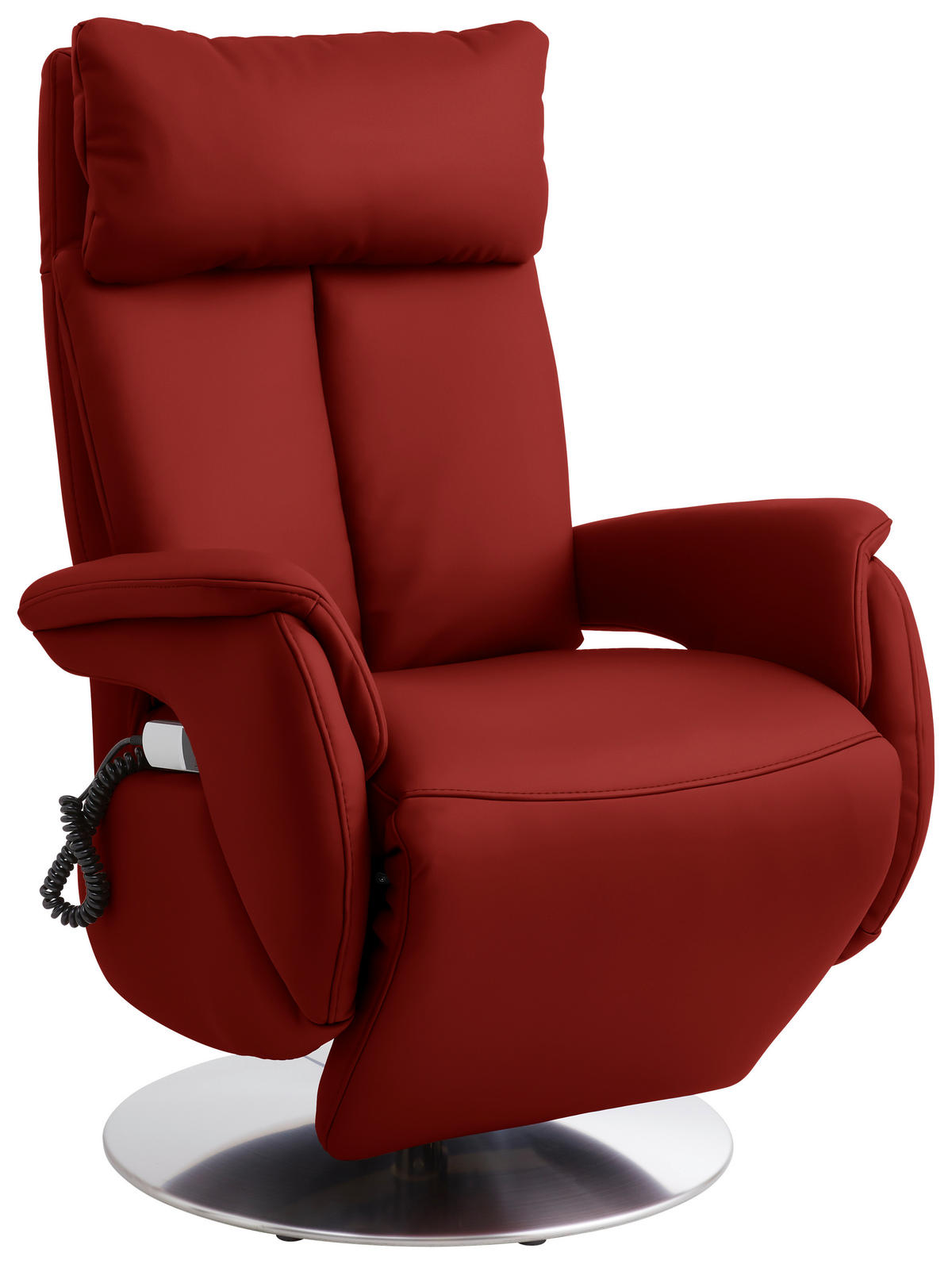 RELAXSESSEL in Leder Rot  - Edelstahlfarben/Rot, Konventionell, Leder/Metall (78/110/81cm) - Cantus
