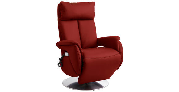 RELAXSESSEL in Leder Rot  - Edelstahlfarben/Rot, KONVENTIONELL, Leder/Metall (78/113/81cm) - Cantus