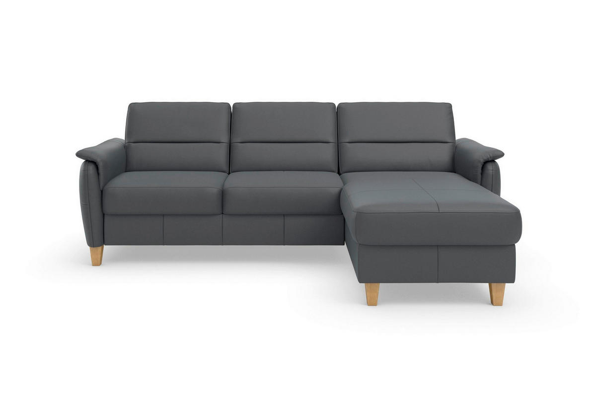 ROHOVÁ SEDAČKA, koža, čierna - čierna/farba duba, Basics, koža/drevo (244/163cm) - Sit & More