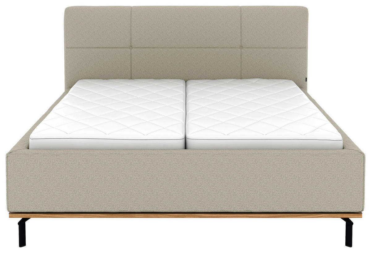 POLSTERBETT 160/200 cm,  in Hellgrau, Matratze, Lattenrost, Bettkasten, H2 + H2 = mittel  - Hellgrau/Graphitfarben, Design, Holz/Textil (160/200cm) - Musterring