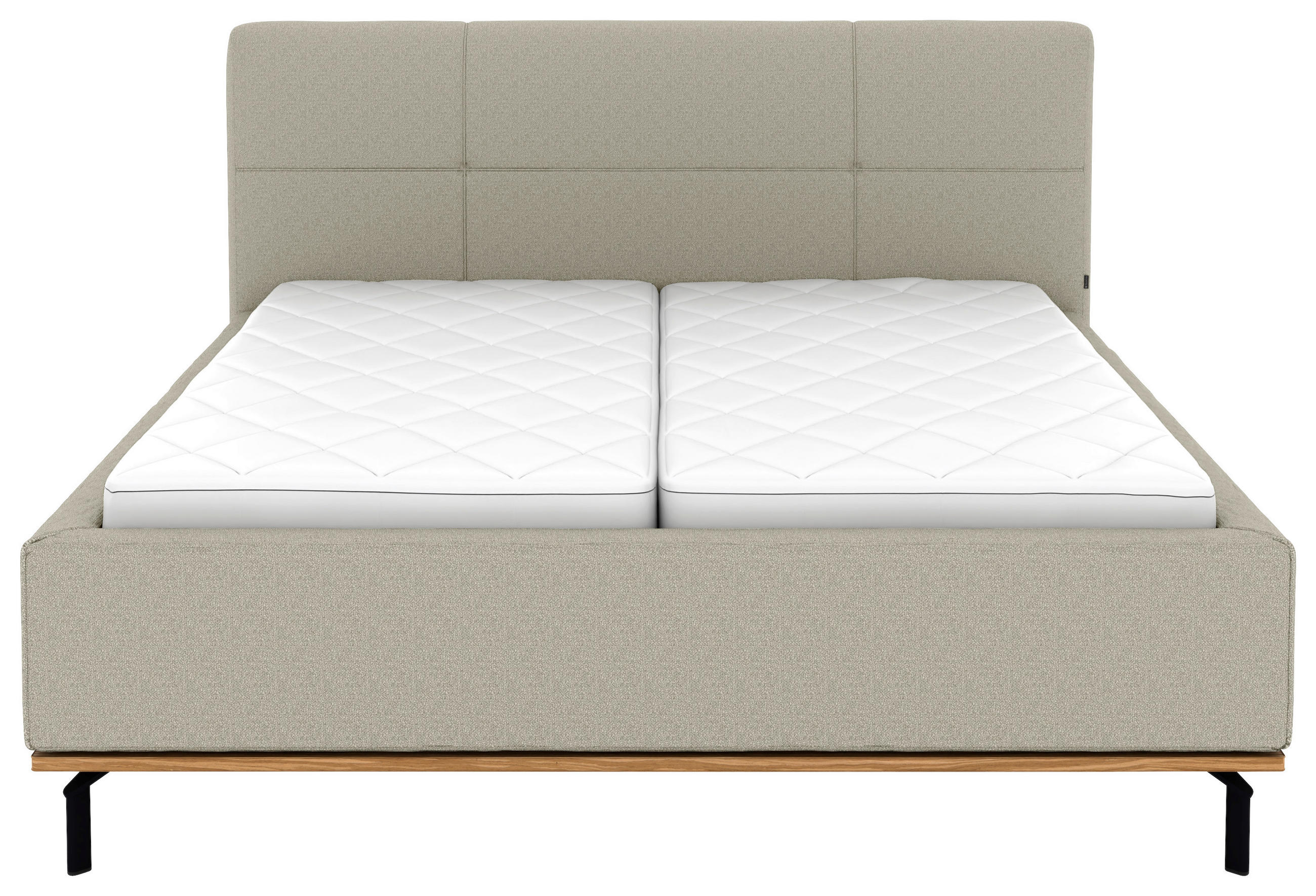 Thumbnail - Musterring Polsterbett, Hellgrau, Textil, Birke, Buche, massiv, H3, Höhe ca. 20 cm, 160x200 cm, Reach, atmungsaktiv,Bett...