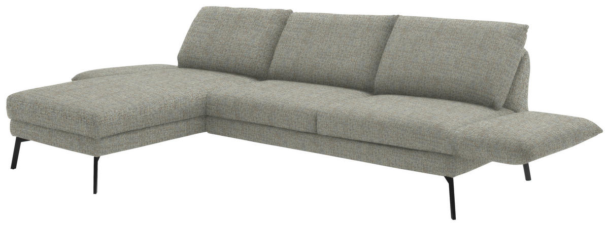 ECKSOFA in Flachgewebe Naturfarben  175/277 cm  - Schwarz/Naturfarben, Design, Textil/Metall (175/277cm) - Schöner Wohnen
