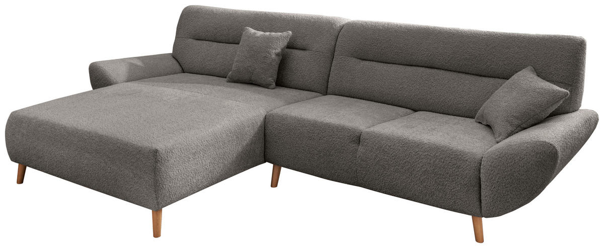 ECKSOFA in Bouclé Anthrazit  - Wildeiche/Anthrazit, Konventionell, Holz/Textil (166/290cm) - MID.YOU