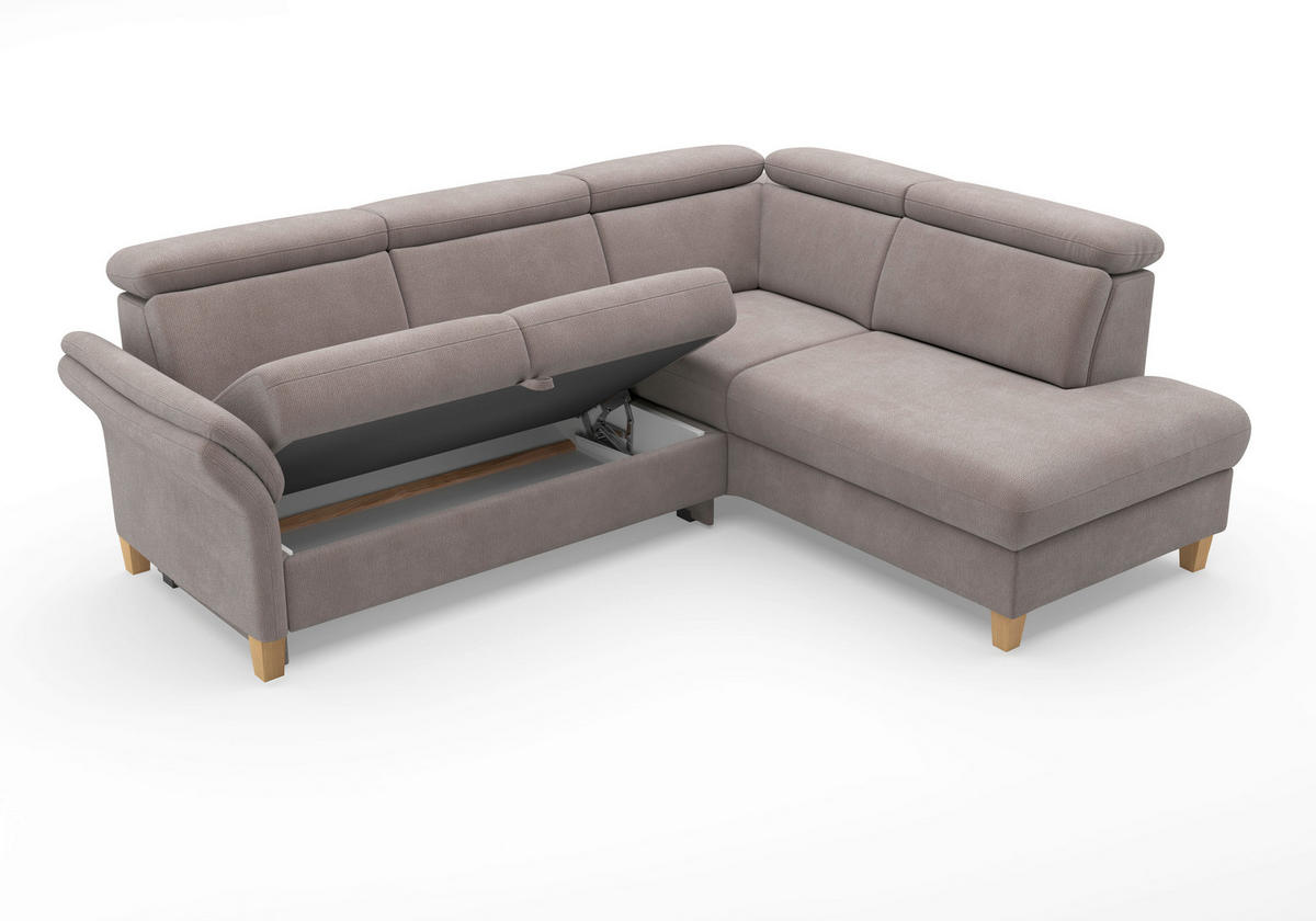 ECKSOFA GLENDALE E Taupe Flachgewebe  - Taupe/Eichefarben, KONVENTIONELL, Holz/Textil (247/193cm) - Sit & More