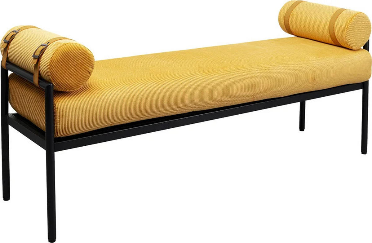 SITZBANK 140/62/40 cm Samt Currygelb  - Currygelb/Schwarz, MODERN, Textil/Metall (140/62/40cm) - Kare-Design