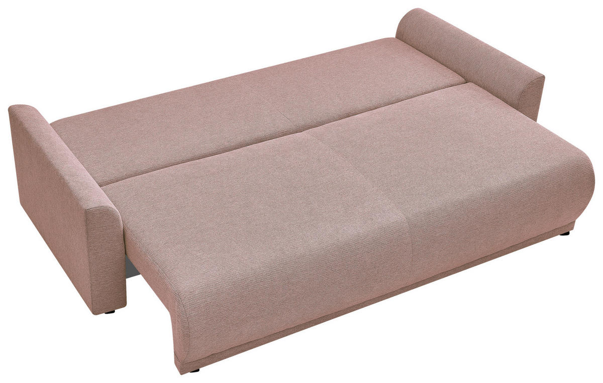 SCHLAFSOFA KIMMY Struktur Rosa  inkl. Zierkissen, Rückenkissen, Bettkasten  - Schwarz/Rosa, Design, Kunststoff/Textil (234/90/103cm) - P & B