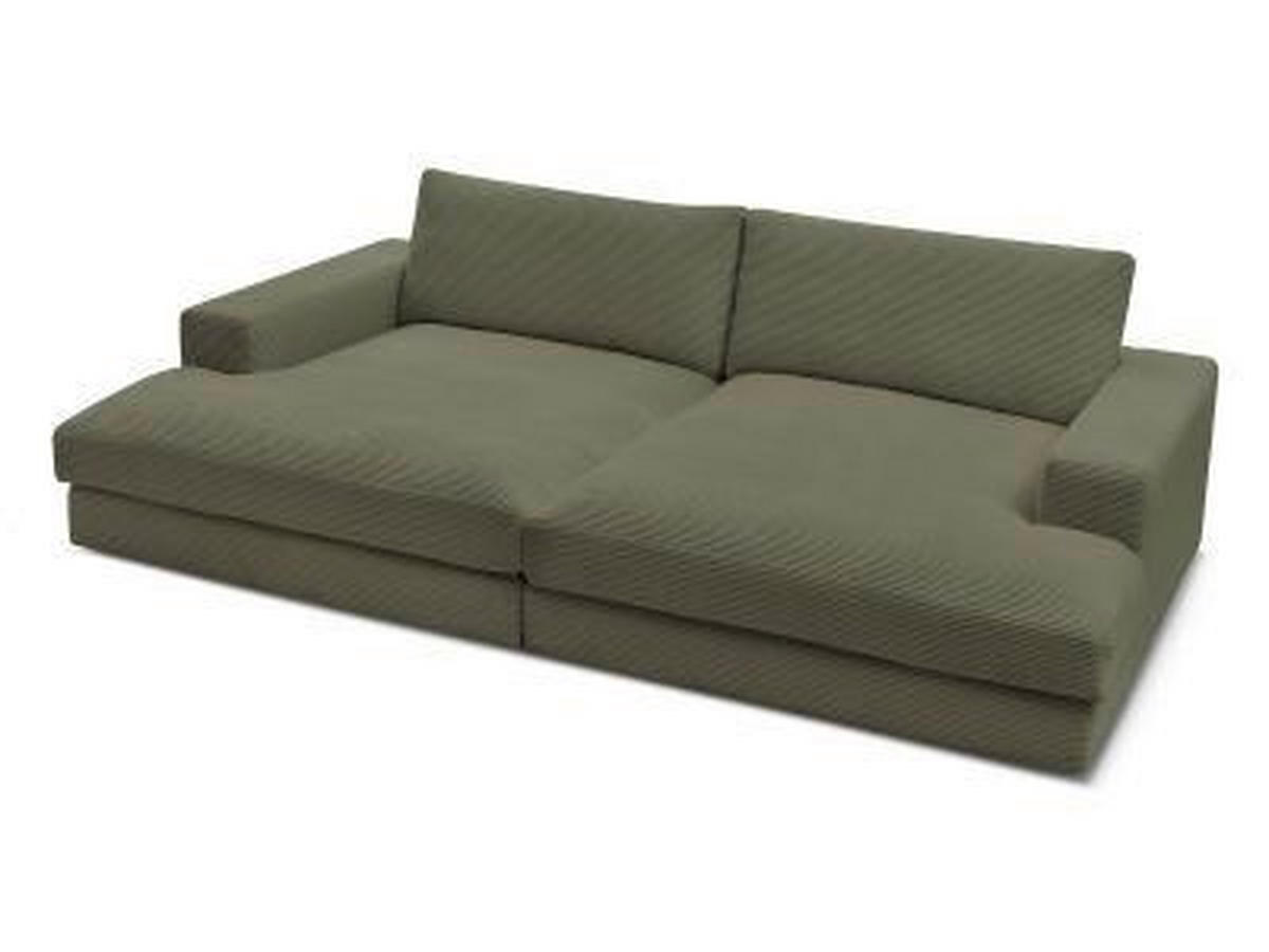 BIGSOFA LEONARD Cord Hellgrün  - Schwarz/Hellgrün, MODERN, Kunststoff/Textil (274/77/159cm)