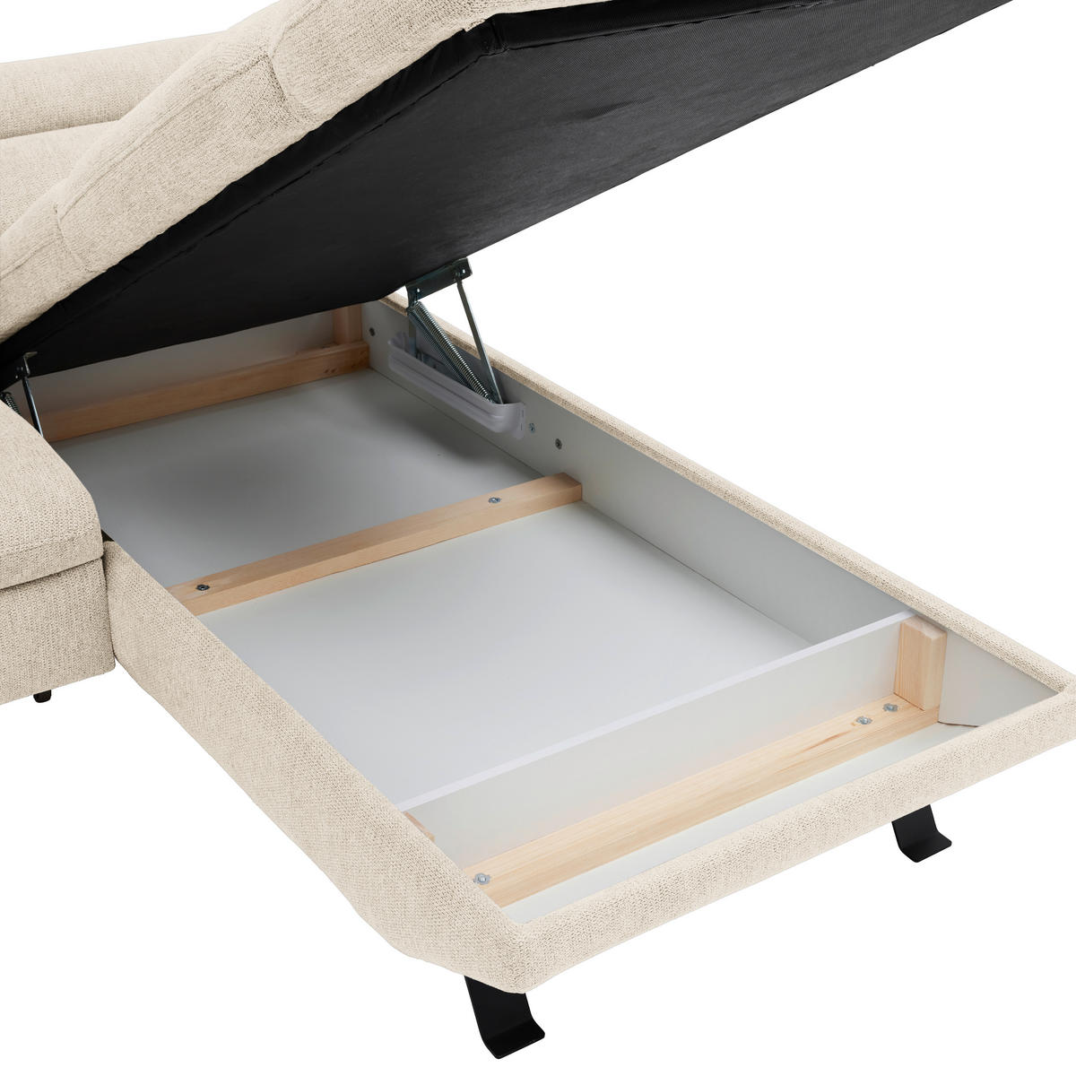 HÖRNSOFFA i vävt tyg beige  - beige/svart, Modern, metall/textil (257/198cm) - MID.YOU