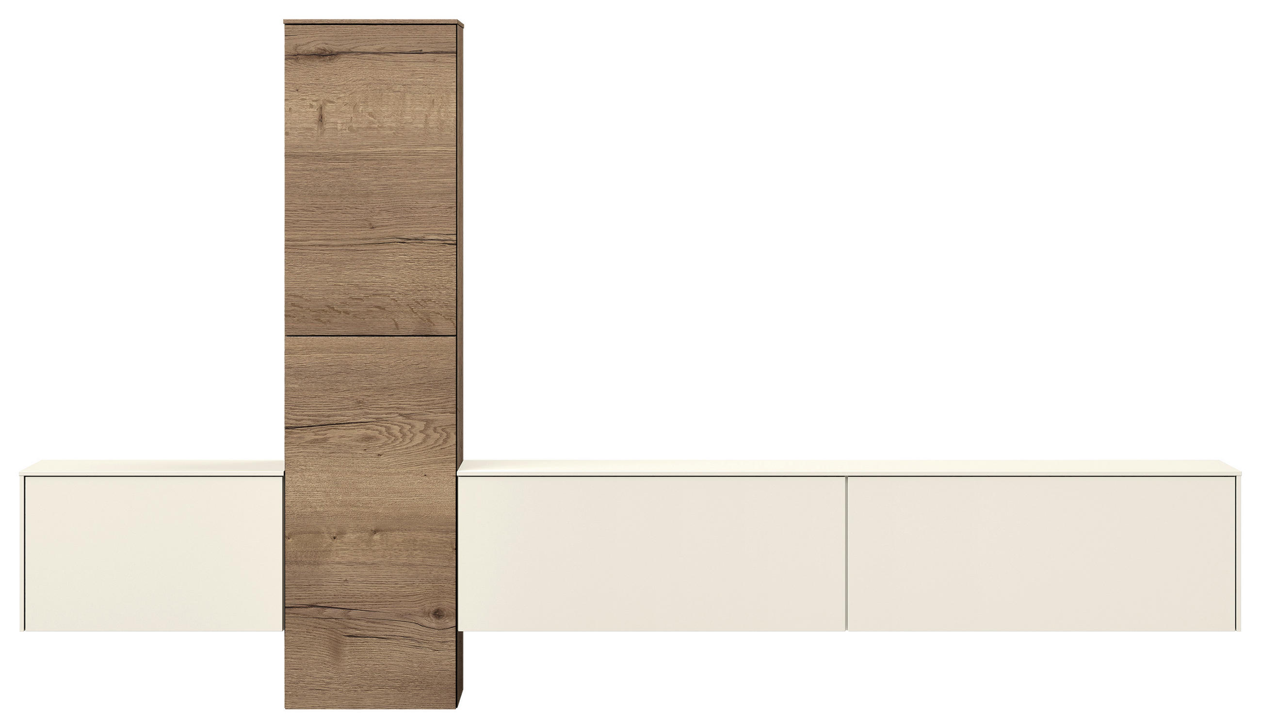 WOHNWAND  in Eichefarben, Magnolie  282/160/37 cm  - Eichefarben/Magnolie, Design, Holzwerkstoff (282/160/37cm) - Celina Home