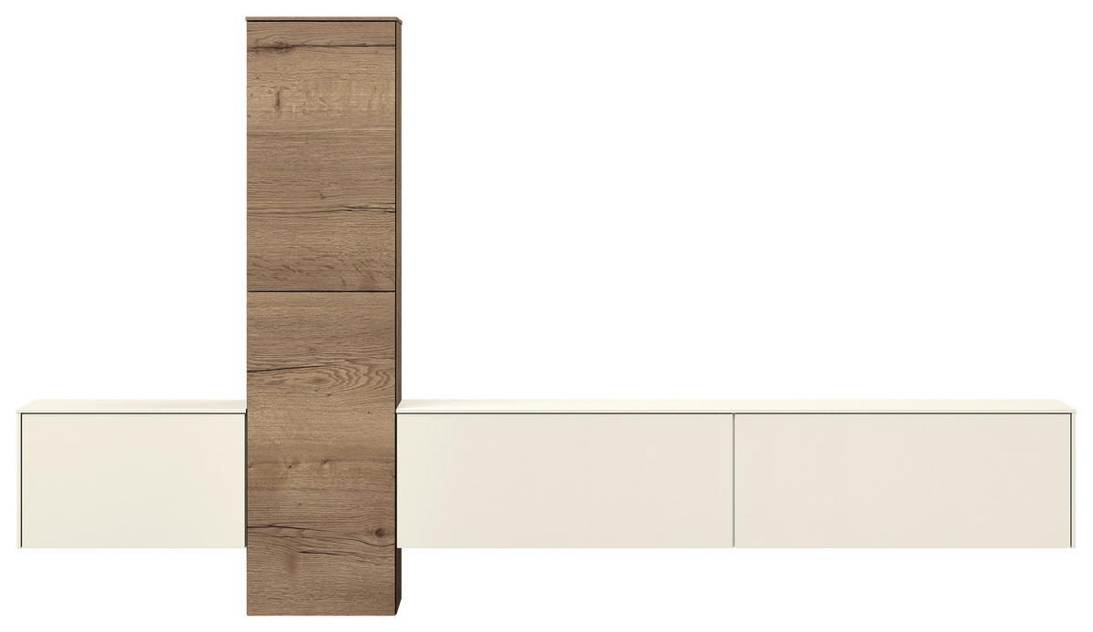 WOHNWAND  in Eichefarben, Magnolie  282/160/37 cm  - Eichefarben/Magnolie, Design, Holzwerkstoff (282/160/37cm) - Celina Home