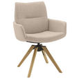 ARMLEHNSTUHL  Sitzfläche 360° drehbar, mit Griff Flachgewebe  Sandfarben  - Sandfarben/Eichefarben, Design, Holz/Textil (62/90/68cm) - Valnatura