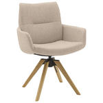 ARMLEHNSTUHL  Sitzfläche 360° drehbar, mit Griff Flachgewebe  Sandfarben  - Sandfarben/Eichefarben, Design, Holz/Textil (62/90/68cm) - Valnatura