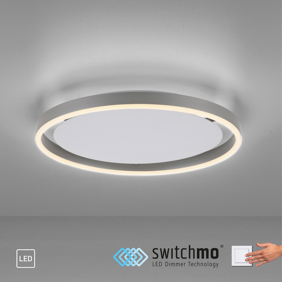 LED-DECKENLEUCHTE 39,3/39,3/5,3 cm   - Alufarben, Design, Kunststoff/Metall (39,3/39,3/5,3cm)