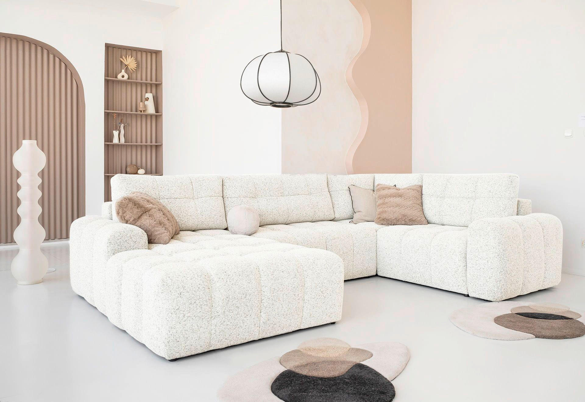 WOHNLANDSCHAFT Beige  - Beige/Schwarz, Design, Kunststoff/Textil (184/333/213cm) - MID.YOU