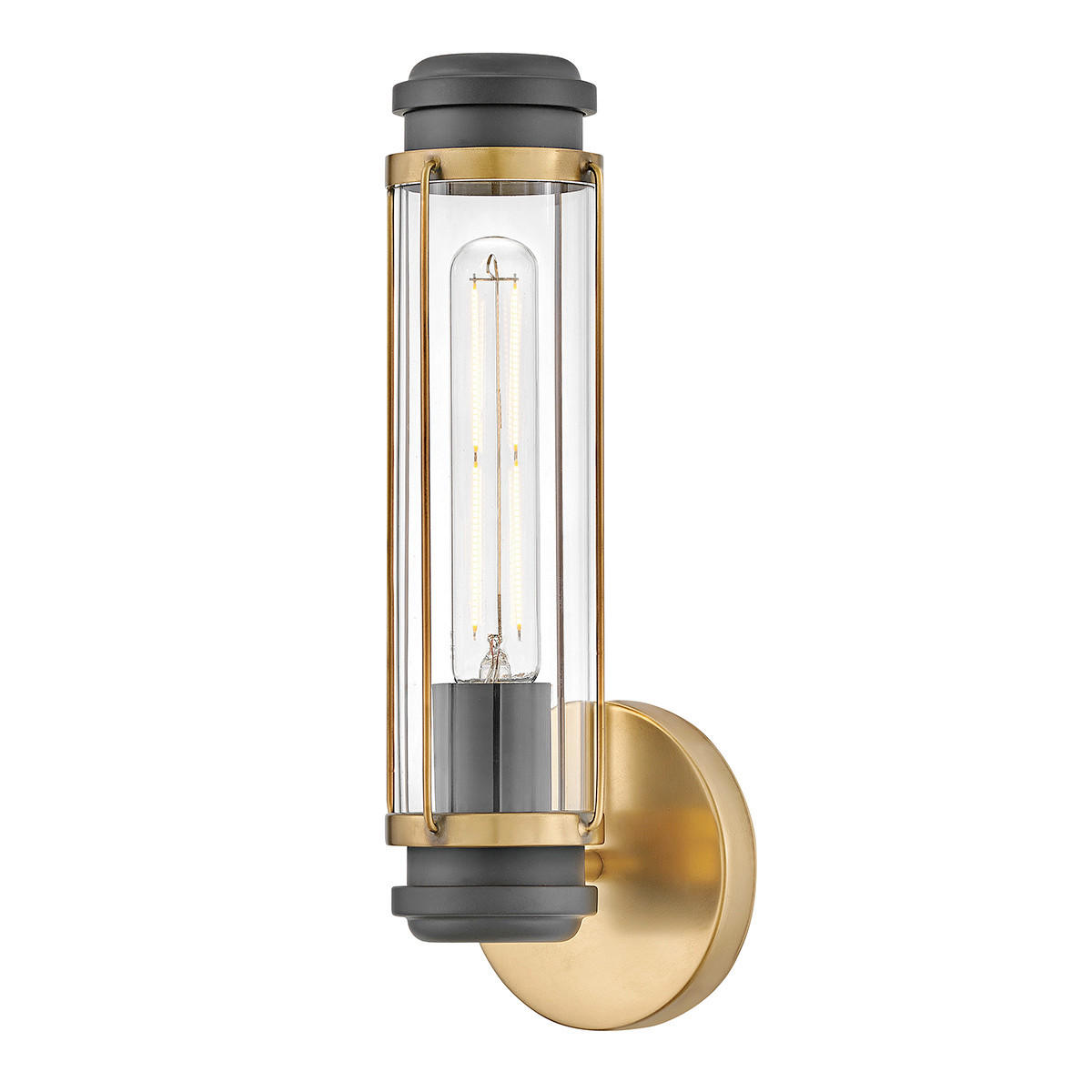 FÜRDŐSZOBAI FALILÁMPA - fekete/sárgarézszínű, Konventionell, üveg/fém (35,1/12,2/12,8cm) - Elstead Lighting