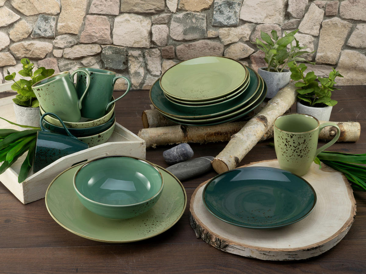 KOMBISERVICE 16-teilig  - Grün, Keramik (34/31,5/33cm) - Creatable