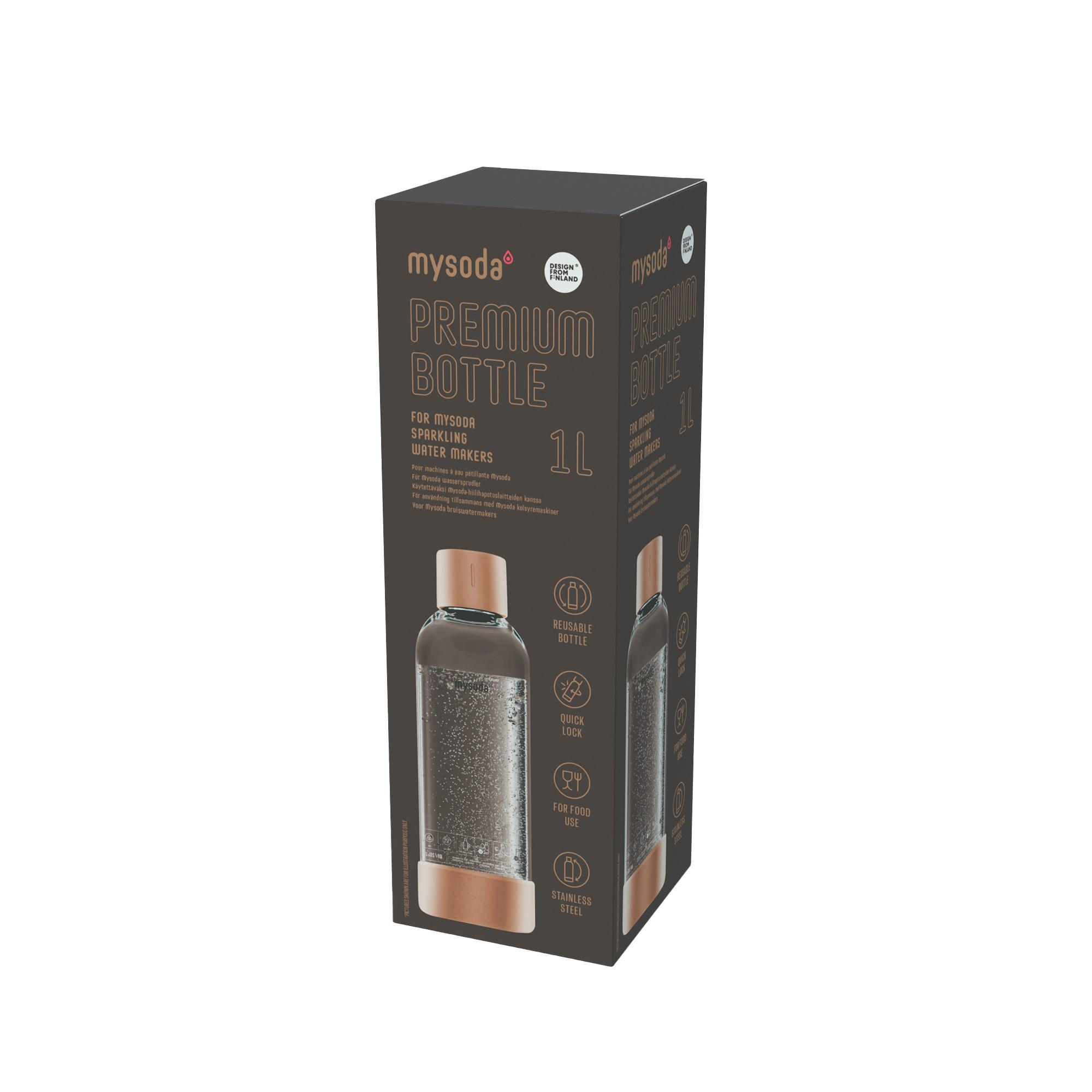 WASSERSPRUDLER-FLASCHE Premium  - Roségold, Basics, Kunststoff/Metall (8.5/26.7cm) - mysoda