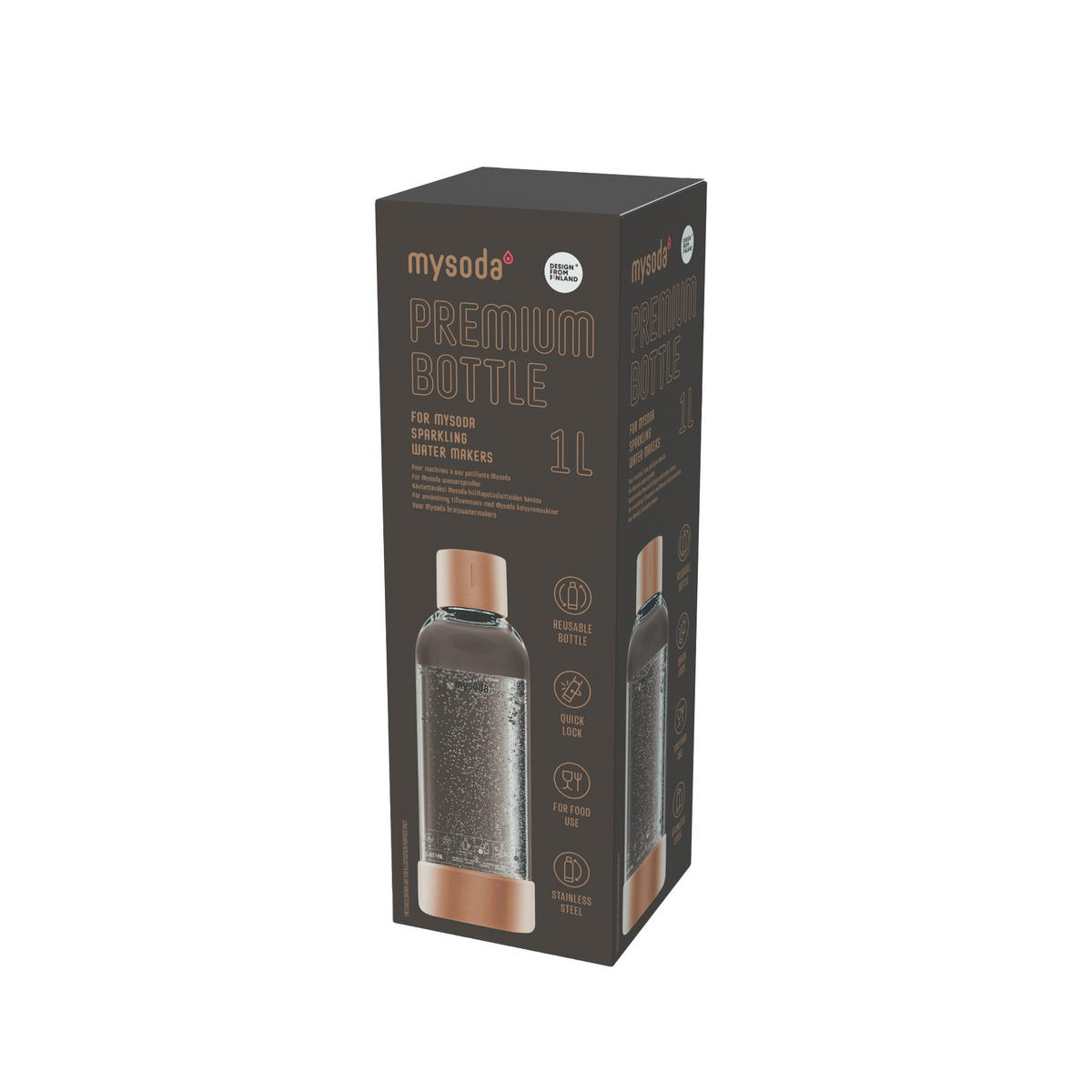 WASSERSPRUDLER-FLASCHE Premium  - Roségold, Basics, Kunststoff/Metall (8.5/26.7cm) - mysoda