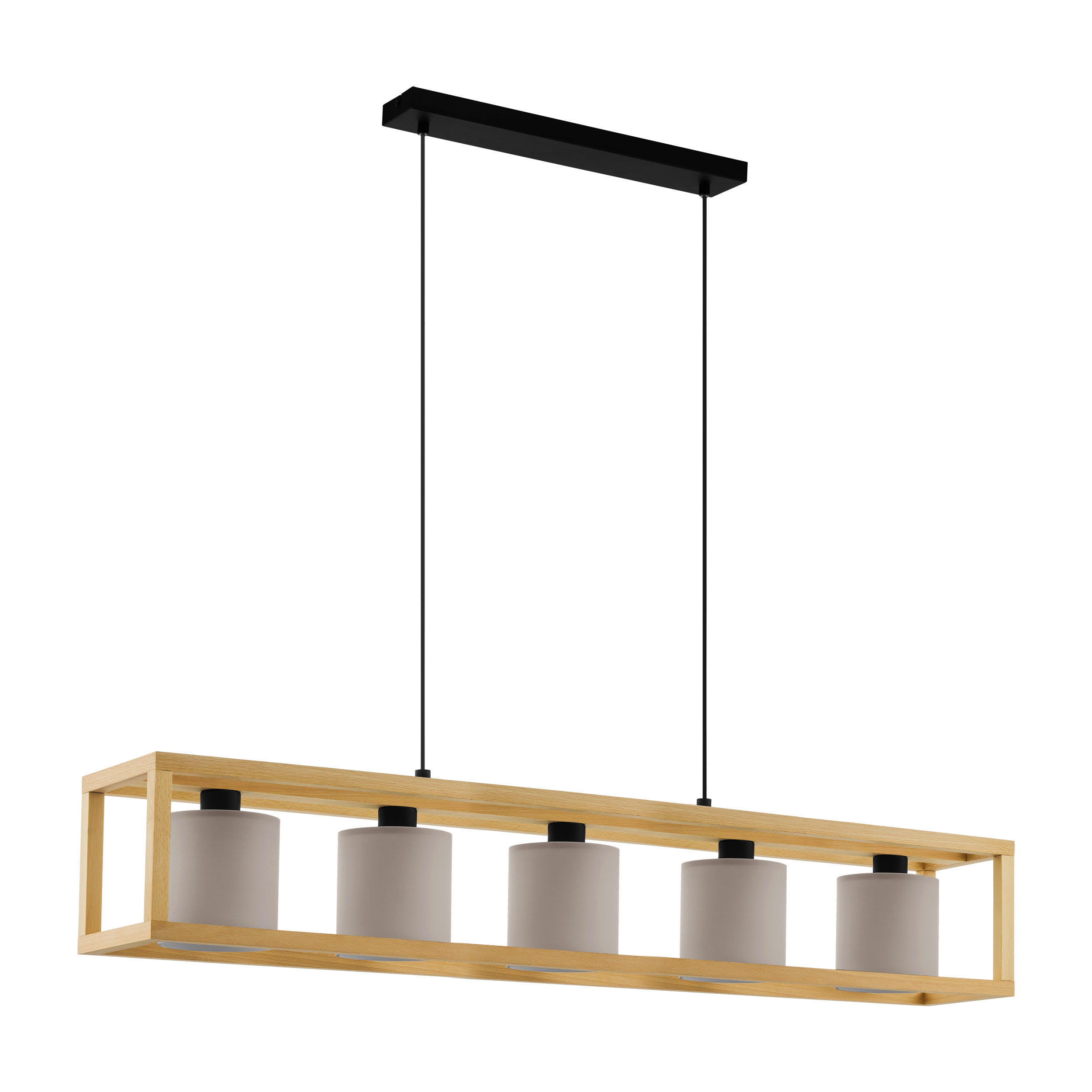 HÄNGELEUCHTE Granados 100/20/150 cm   - Schwarz/Braun, Natur, Holz/Textil (100/20/150cm) - Eglo