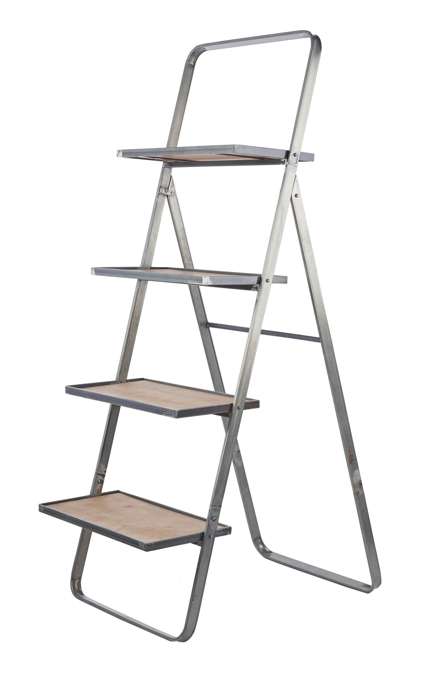 LEITERREGAL - Hellbraun/Hellgrau, Basics, Holz/Metall (52/72/145cm)