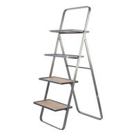 LEITERREGAL - Hellbraun/Hellgrau, Basics, Holz/Metall (52/72/145cm)
