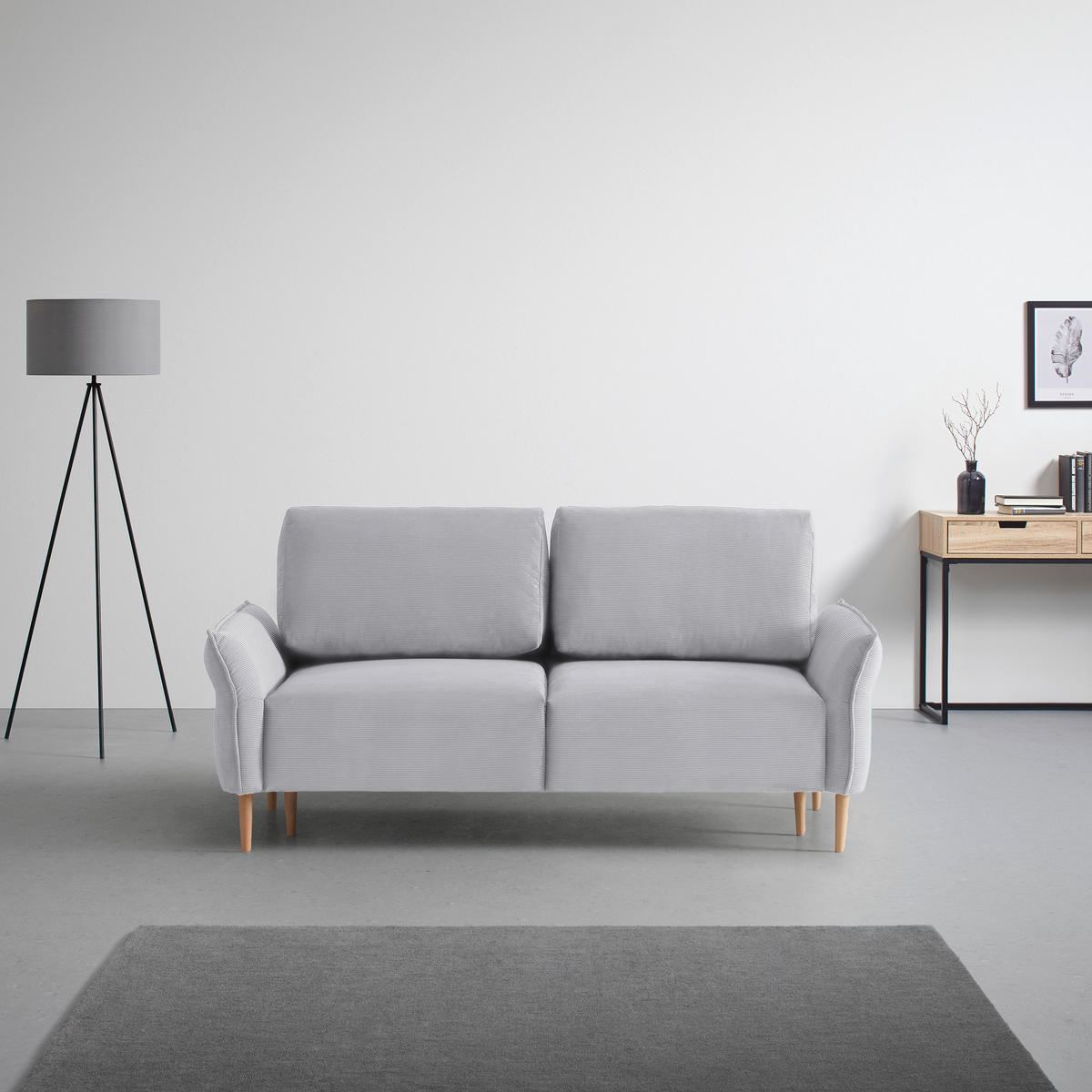 3-SITS SOFFA i manchester grå  - grå/naturfärgad, Modern, trä/textil (183/85/92cm) - MID.YOU