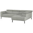 ECKSOFA in Chenille Alabasterfarben  280/205 cm  - Alabasterfarben/Schwarz, Design, Textil/Metall (280/205cm) - Xora